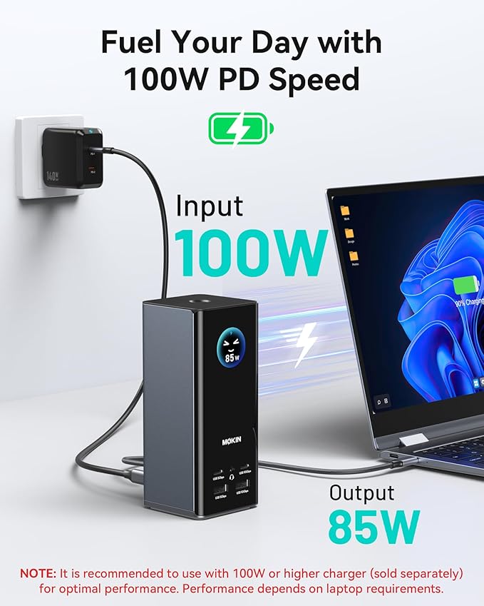 USB C Docking Station 3 Monitors 3 HDMI 2DP, MOKiN USB C Dock Multi Display with USB A&C 3.1, USB A&C 3.0, USB A 2.0, PD 100W, Ethernet for USB C Laptop HP/Dell/Lenovo