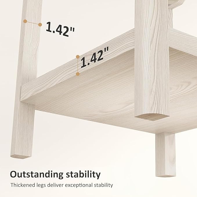 Eclatara Rattan End Table, Farmhouse Square Nightstand for Bedroom, Accent Side Table wtih Protective Round Edge and Ultra-Thick Stable Legs, Creamy White