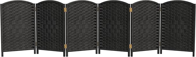 Red Lantern 2 ft. Short Diamond Weave Fiber Folding Screen - Black - 6 Panel