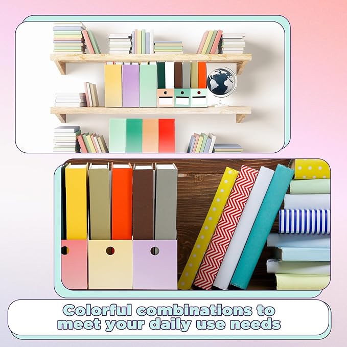 Jutom 32 Pcs Magazine File Holder Set Including Colored Foldable Desk File Holder Organizer White Label Stickers Cat Pen Cardboard Magazine Storage Box for Document School Office (Gradient,Classic)