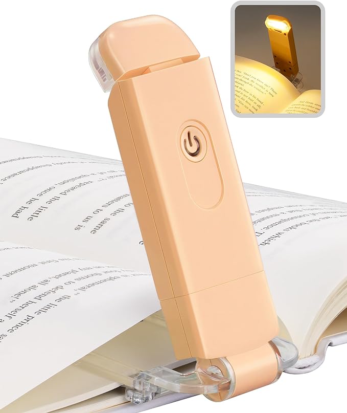 DEWENWILS USB Rechargeable Book Reading Light, LED Clip on Booklight Flexible Reading Lights in Bed, Car at Night, Warm White, Brightness Adjustable, Perfect for Bookworms, Kids (Peach Fuzz)