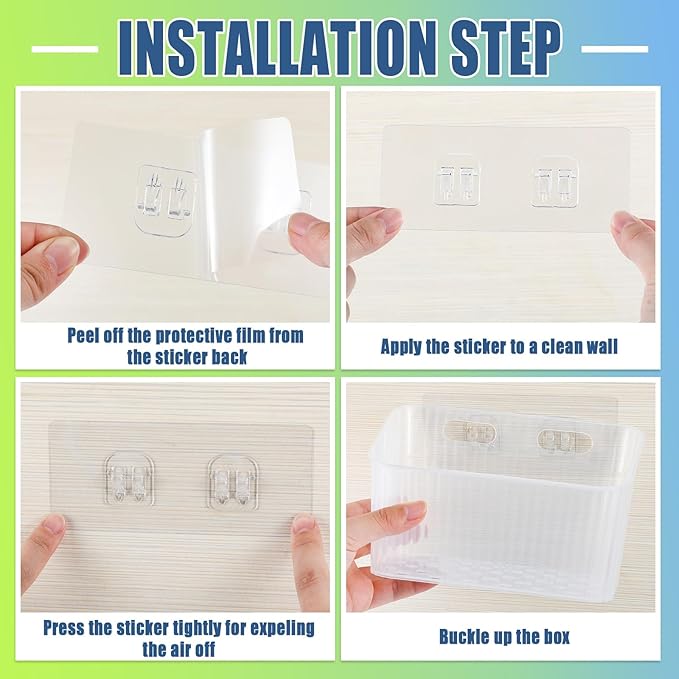 SiliFine 8 Pcs Storage Organizer Bins Wall Mounted Organizer Basket Clear Stackable Hanging Baskets Plastic Cabinet Door Organizer for Organizing for Wall Refrigerator Kitchen Bathroom Pantry