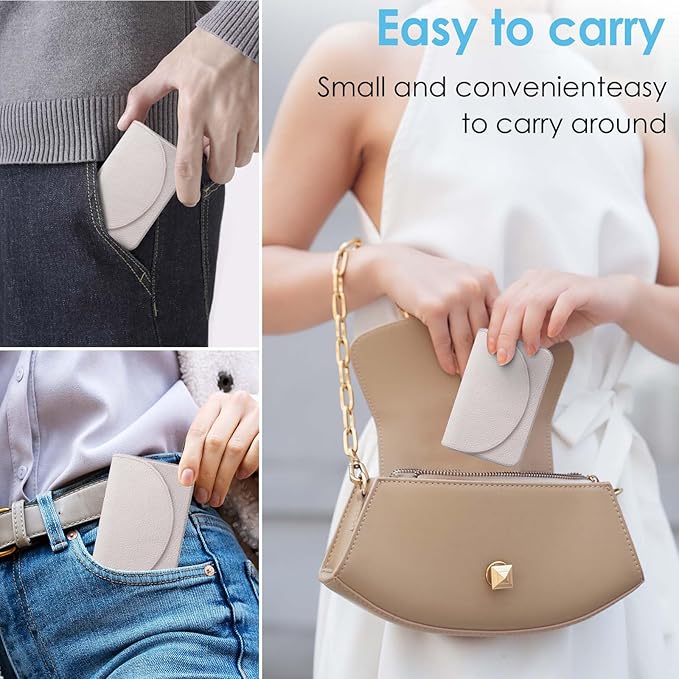 Business Card Holder，PU Leather Business Card Case Color Printing Pattern Card Holder Wallet，Pockets Magnetic Credit Card Holders for Men and Women，White