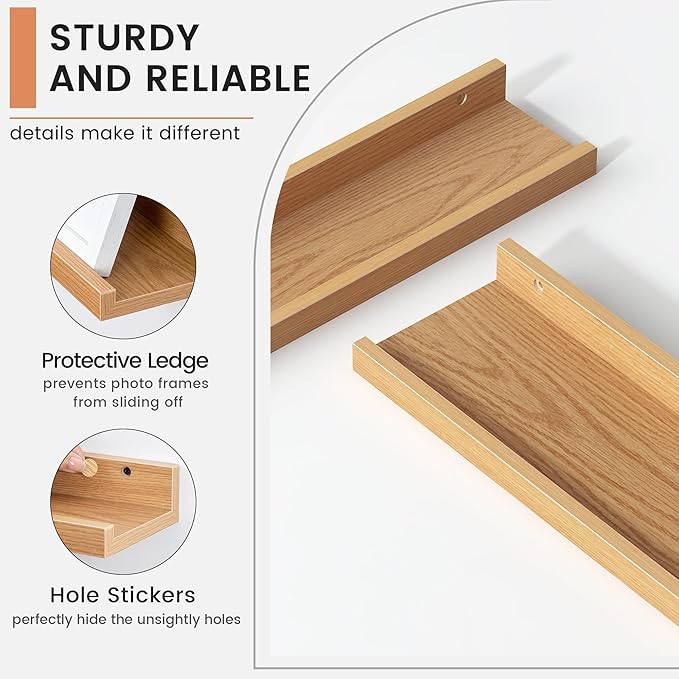 FLYJOE Floating Picture Ledge Shelves for Wall Set of 4, 36 Inch Wall Shelves with Lip Long Large Nursery Book Shelf for Toys Storage Kids Bookshelf Wall Mounted Living Room Bedroom Decor Frames