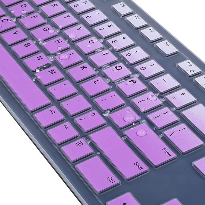 Keyboard Cover for KB216 Wired & Dell KM636 Wireless Keyboard/Dell Optiplex 5250 3050 3240 5460 7450 7050/ Dell Inspiron AIO 3475/3670/3477 All-in one Desktop Keyboard Skin, Ombre Pinkish Purple