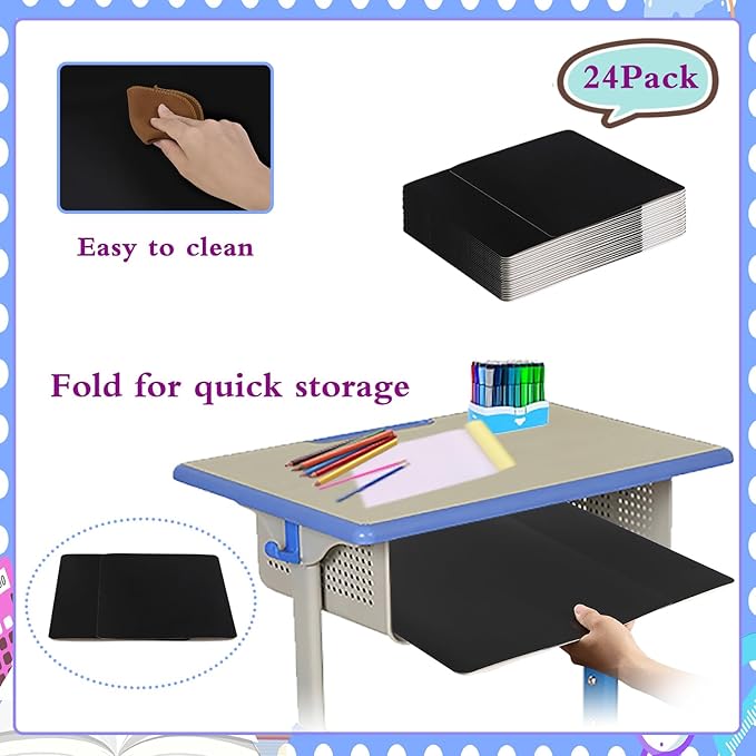 EARTHSON 24 Pcs Privacy Folders for Students, Privacy Dividers for Classroom, Study Carrel Desks Privacy Boards, Cardboard Privacy Shields Folder for School Teachers Home, Black