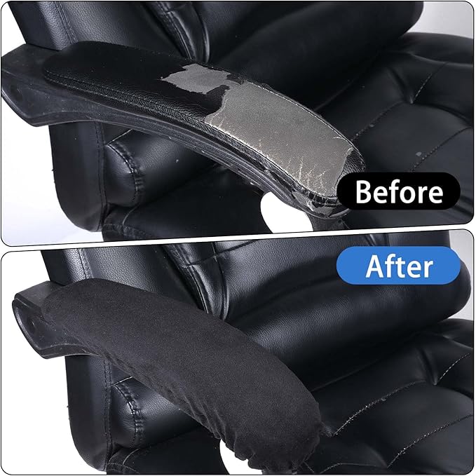 QfwdfcTrenz 1 Pair Office Chair Arm Covers Nylon Armrest Cover Removable Handgrip Covers Stretchable Armrest Protectors Prevent Armrest Damage to Protective Cover for Desk and Computer Chairs (Black)