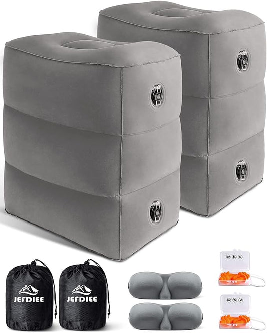 Inflatable Travel Foot Rest Pillow,Kids Airplane Bed,Adjustable Height Flight Pillow,Travel Essentials for Airplane,Office,Home,Trains,Cars