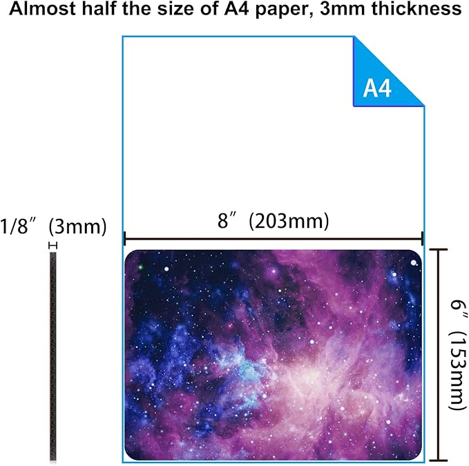 Small Mouse Pad 6 x 8 Inch, Audimi Mini Mouse Pad Thick for Laptop Wireless Mouse Home Office Travel, Portable & Washable (Purple Galaxy)