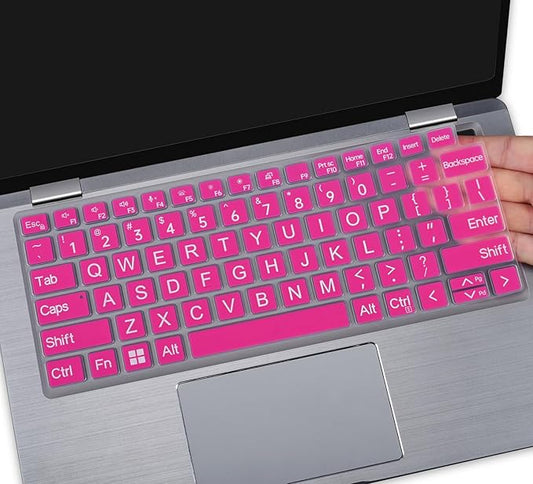 Large Print Keyboard Cover Skin for Dell Latitude 7420 7430 7440 7450 14", Latitude 14" 3440 3450 5420 5430 5431 5440 5450 9420 9430, Latitude 9510 9520 7520 15.6 & 7650 7640 16" Laptop, Hot Pink