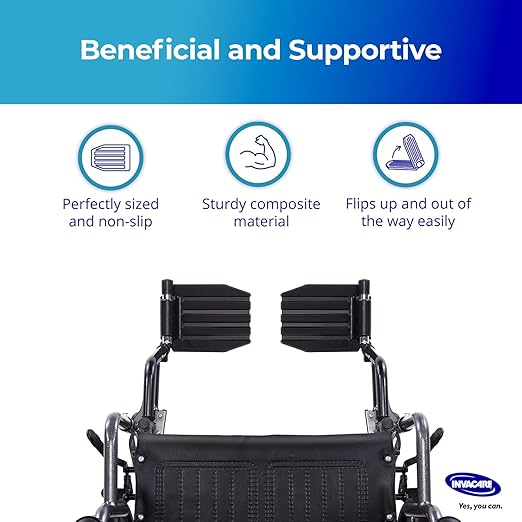 Invacare Wheelchair Legrest with Swing-Away Design, Adjustable Footrest Length and Flip-Up Composite Footplate, Easy-to-Install, Designed for Invacare Wheelchair