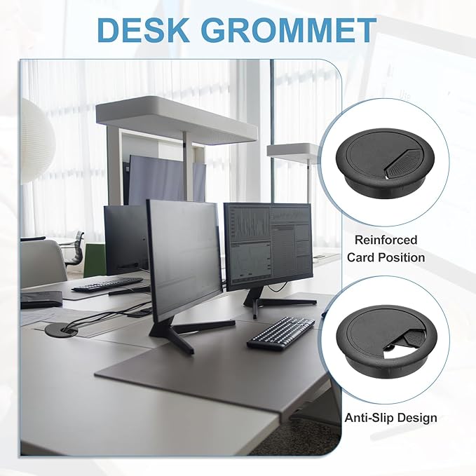 PATIKIL Desk Grommet 2.4", 4 Pcs Plastic Desk Hole Cover Cable Grommet Cord Hole Cover Table Wire Organizer for Home Office Wires Cables Through The Countertop, Black