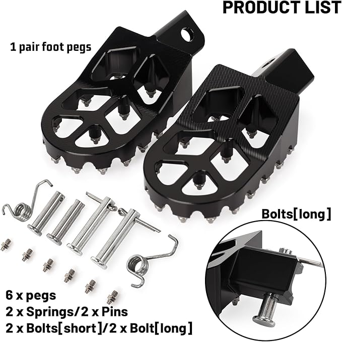 XINGWU Dirt Bike Footpegs Wide Foot Pedals CNC for CRF50 CRF70 CRF110 XR50 XR70 XR110 SSR CT200U KAYO SDG Pit Bike 50cc 70cc 80cc 90cc 100cc 110cc 125cc 150cc Mini Bike Foot Pegs Footrest Black