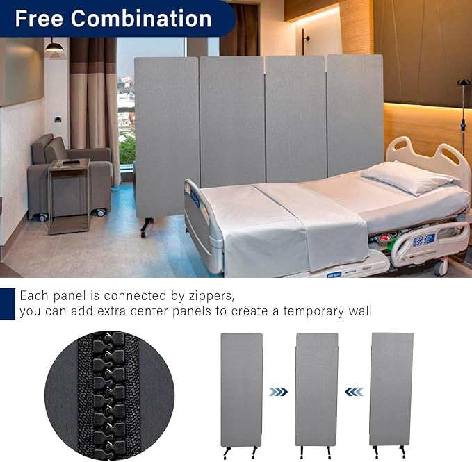 72" X 66" Acoustic Room Divider, 3 Panel Folding Privacy Partition with Wheels, FreestandingTackable Offices Screen, Portable Sound Proof Partition Wall for School, Clinic, Or Home Working Space