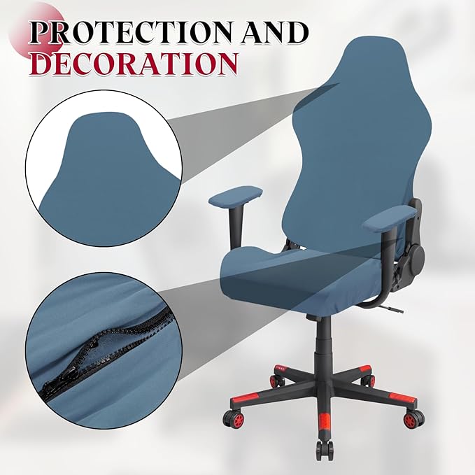 uxcell Gaming Chair Covers, Stretchable Office Computer Chair Slipcover with Armrest Covers, Elastic Seat Protector for Office Reclining Racing Game Chair, Light Gray