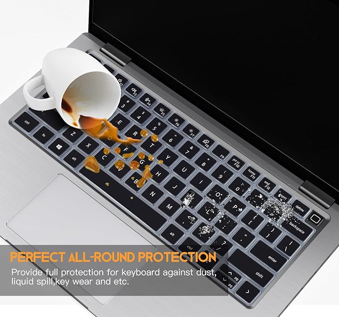 Keyboard Cover Skin for Dell Latitude 3440 3450 5420 5430 5431 5440 5450 14, Latitude 7440 7450 7430 7420 7410 9420 9430 14, Latitude 16" 7650 7640, Latitude 9510 9520 7520 2025-2022 Laptop,Black