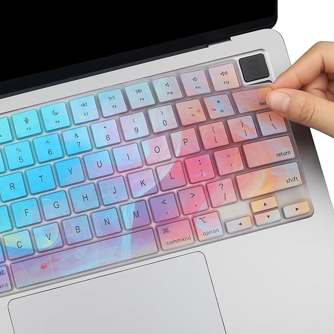 2 Pack Keyboard Cover Skin for 2026-2023 MacBook Air 13" 15" M5 M4 M3 M2, 2026-2021 MacBook Pro 14" 16" M5 M4 M3 M2 M1 Pro/Max, 14.2" 16.2" MacBook Pro /13.6" 15.3" MacBook Air, US, Stylish Colorful