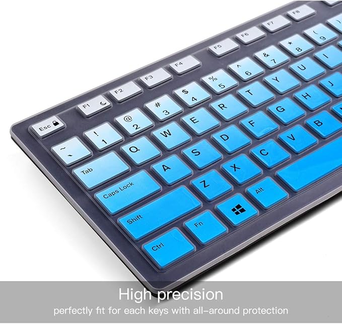 Keyboard Cover Skin for Dell KM636 Wireless Keyboard & Dell KB216 Wired/Dell Optiplex 5250 3050 3240 5460 7450 7050/Dell Inspiron AIO 3475/3670/3477 All-in-one Desktop Keyboard Protector, Ombre Blue