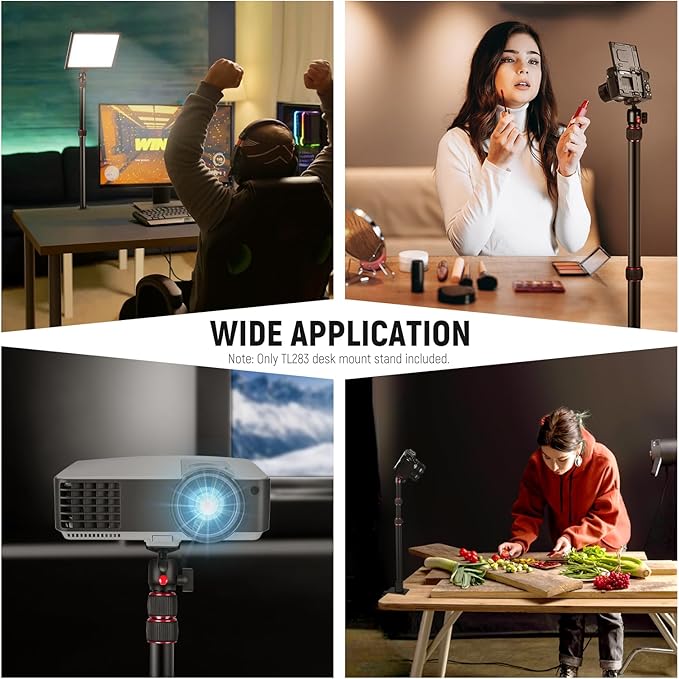 NEEWER Camera Desk Mount with Holder & 360° Ball Head, 17"-40"/43-102cm Telescopic C Clamp Table Light Stand 1/4" Screw, Desktop Stand 6.6lb/3kg Max Load for DSLR Camera, Webcam, Ring Light,TL283