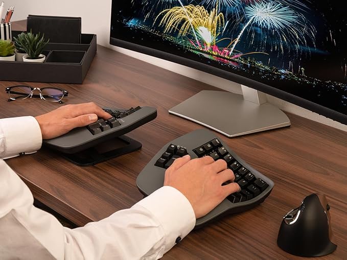 KINESIS Advantage360 Professional Split Ergonomic Keyboard - Bluetooth | Quiet Mechanical Switches | Fully Programmable Open Source | Contoured Shape | Adjustable Tenting | Backlit