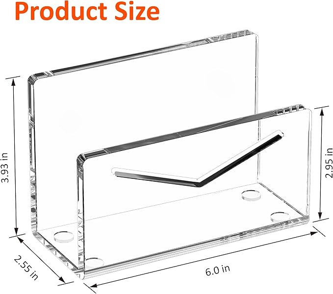 FUCDTEFC Acrylic Mail Holder, Clear Acrylic File Letter Organizer, Vertical Envelope Mail Holder for Desk, Lightweight Countertop Bill Holding Sorter Letter Invoice Stand for Home Office School