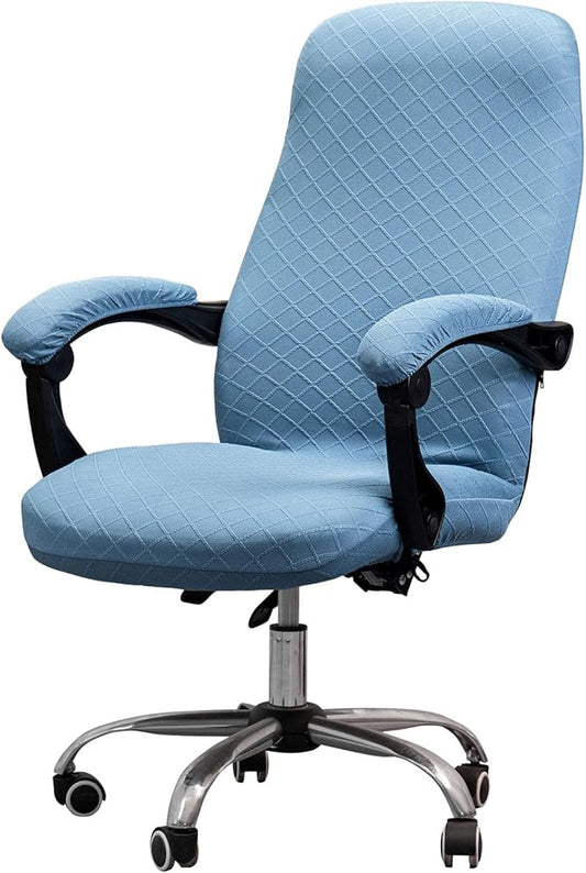 Melaluxe Office Chair Cover with Armrest Covers， Universal Stretch Desk Chair Cover, Computer Chair Slipcovers (Size: L) - Blue