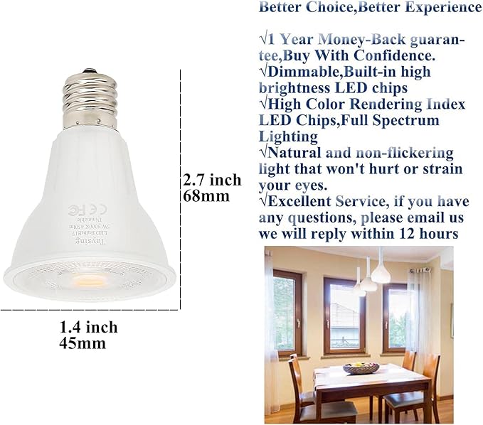 Taysing Dimmable R14 LED Spotlight Bulb 5W Type R Bulb 450 Lumen Mini Reflector Light Bulb E17 Intermediate Base Light Bulb Used for Reading Lamp Cabinet Closet Lamp Desk Lamp(4 Pack Soft White)