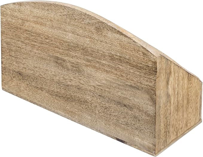 MyGift 3 Tier Rustic Solid Mango Wood Desk Mail Holder and Stationery Sorter with Hand Carved Leaf Pattern, Decorative Office Desktop Document Storage Organizer - Handcrafted in India