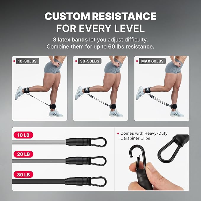 DMoose Fitness Ankle Strap for Cable Machine - One Size Fit with Premium Padding Cuffs, Ankle Bands for Working Out, Booty Workouts, Leg Extension, Hip Abductors, Kickbacks & Lower Body Exercises