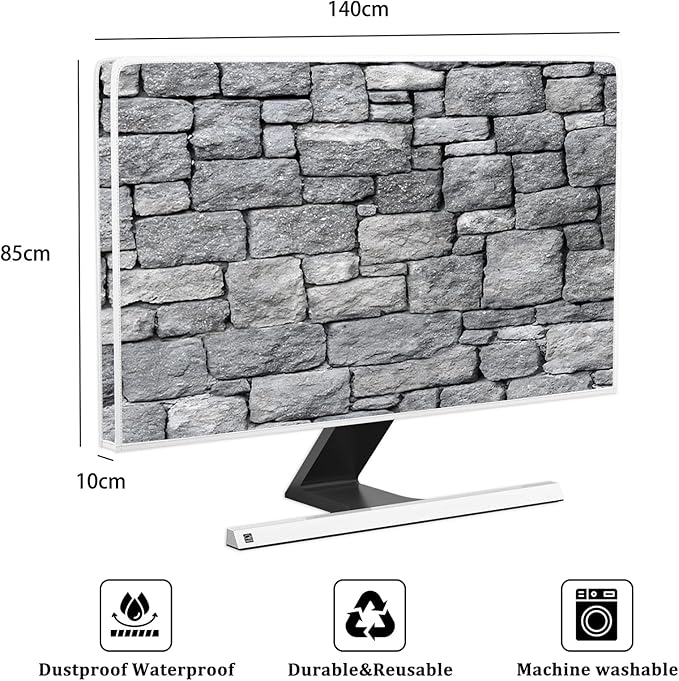 Gray Vintage Wall Waterproof Television Cover 58,59,60 Inch Anti-Static Dustproof Protective Full Body Cover for TV Screen Sleeve Compatible with Television LED LCD OLED TVs Protector