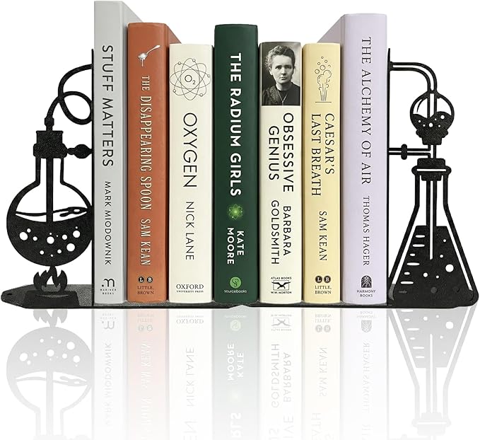 Chemistry Metal Bookends for Shelves, Experimental Bookends Decor for Chemistry Classroom Laboratory Bookshelf, Ideal Chemistry Gift for Nerds Chemistry Teachers Friends Professors Graduates Scientist