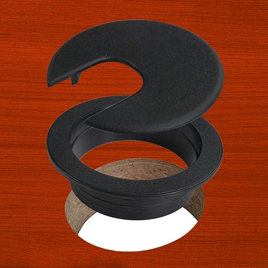 TTSAM Desk Grommet Desk Hole Covers 2 Inch Black Plastic Grommets Table Grommet Cap，Used for Wire and Cable Finishing on Office Computer Desk (Pack of 10)
