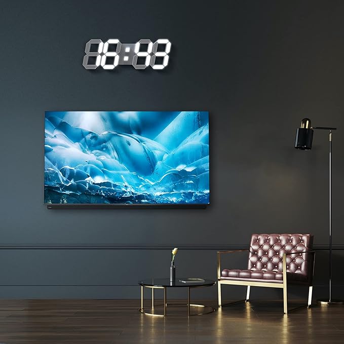 15" 3D LED Digital Wall Clock, Large Decor Wall Clock, 12/24H, Time/Date/Temperature Display, Adjust Brightness, Easy Read Time,for Office/Living Room/Meeting Room/Kitchen