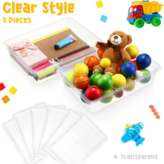 Hoteam 5 Pcs Paper Trays for Classroom Plastic Storage Bin Tray Bulk Stackable File Organizer for School Office Teacher Book Organization Supplies(Clear,13.78 x 9.84 x 3.15 Inch)