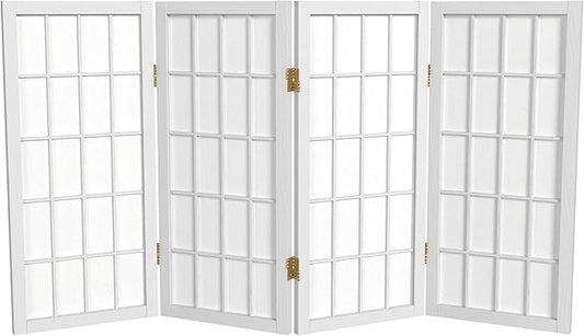 2 ft. Short Desktop Window Pane Shoji Screen - White - 4 Panels