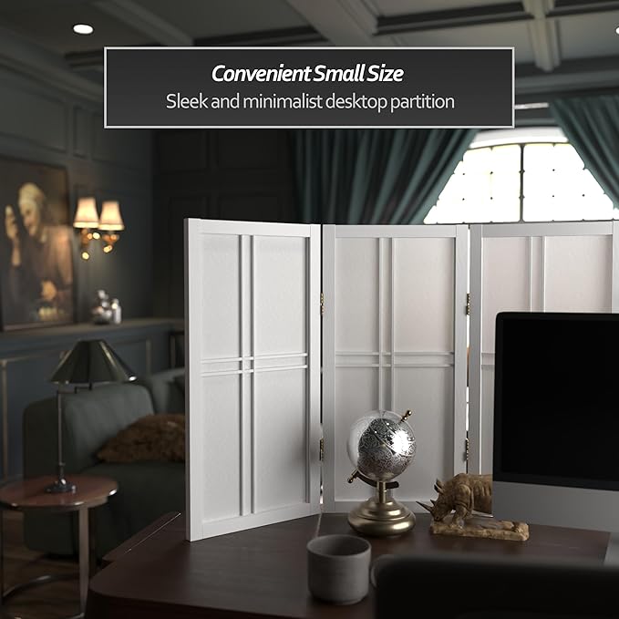 2 ft. Short Desktop Double Cross Shoji Screen - White - 4 Panels