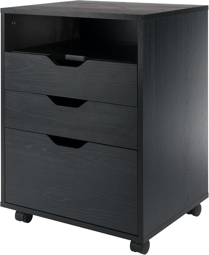 Winsome Halifax Mobile Storage Cabinet with 5 Drawers in Black, Stylish & Functional Home Storage Cabinet for Filing, Kitchen Organization, Moveable Furniture for Office, Dorms, Apartments