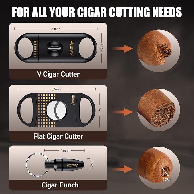 Tesonway Cigar Humidor,Cedar Wood Humidor Cigar Box,Glass Top Desktop Humidor with Digital Thermo-Hygrometer, Humidifier, Divider, Accessories Drawer and Combination Lock,Cigar Gift for Men