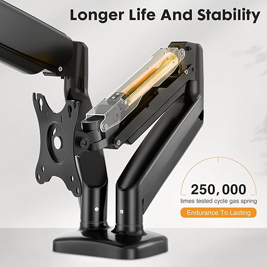 DUMOS 2Pcs Dual Monitor Mount for Desk, Gas Spring Monitor Arm for 2 Monitors Max 32 Inches, Fully Adjustable Double Monitor Mount, VESA Mount with C-Clamp/Grommet Base, Holds Screen 17.6 lbs