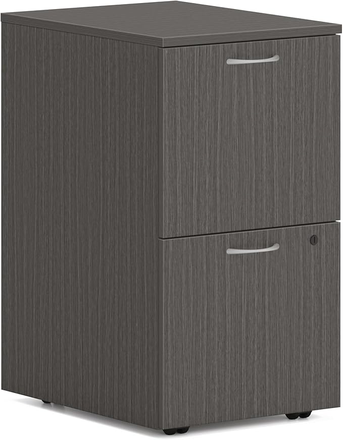 HON MOD 2 Drawer File Cabinet On Wheels, Mobile Pedestal with Filing Cabinets for Home Office, 15" W Portable Storage, Slate Teak