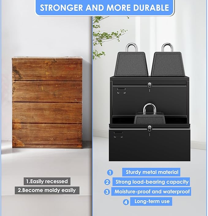 SUXXAN Lateral File Cabinet with Lock and Name Card Slots, 2 Drawer Metal Filing Cabinet for Home Office, Individual Locking System for Privacy, Heavy Duty Steel Storage for Letter/Legal Size