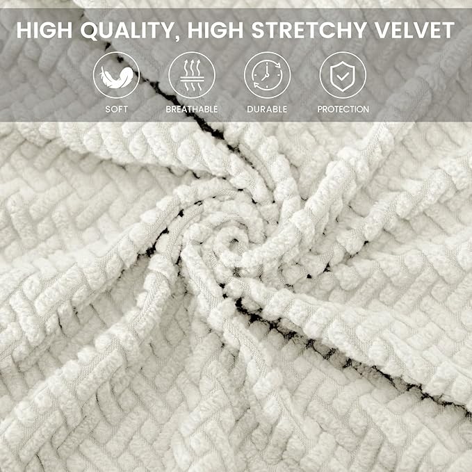 MIFXIN Computer Office Chair Cover Stretch Elastic Slipcover 2 Piece Jacquard Computer Chair Seat Covers Furniture Protector for Office Home, Only Covers No Chair (White)