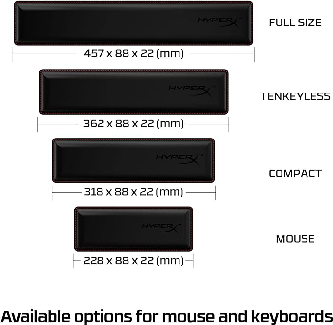 HyperX Wrist Rest – Tenkeyless – Cooling Gel – Memory Foam – Anti-Slip,Black