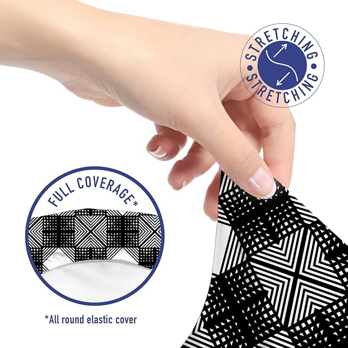 Ambesonne Geometric Office Chair Slipcover, Lattice Inspired Pattern with Symmetric Squares Modernistic Design, Protective Stretch Decorative Fabric Cover, Standard Size, Charcoal Black