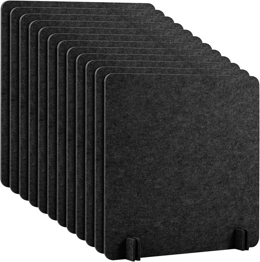 Kisston 12 Pack Desk Privacy Panel 24 x 24'' Acoustic Desk Divider Stand up Freestanding Privacy Panel Noise Visual Distraction Reducing Table Divider Office Student Cubicle Reception Area(Dark Gray)