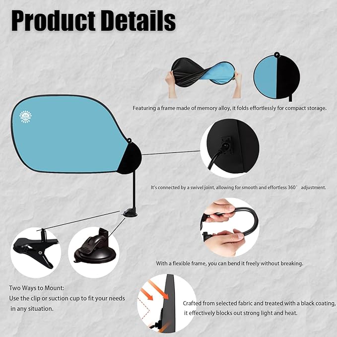 Cubicle Privacy Screen & Adjustable Desk Canopy, Office Partition Shade to Block Overhead Light & Reduce Monitor Glare, Portable Light Shield for Computer Monitors and Laptops (Blue)