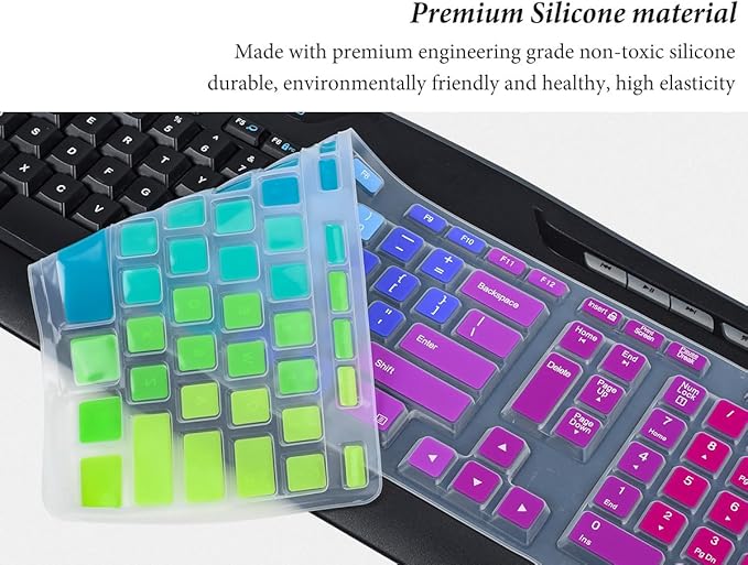 Keyboard Cover for Logitech MK320 YR002/Y-R0009 Wireless Desktop Keyboard, Logitech MK330 MK335 Wireless Keyboard Protector-Rainbow
