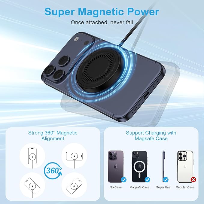 for Samsung S26 Ultra Magnetic Wireless Charger Fast Charging Pad for Galaxy S26 S26+ S25 FE Ultra S24 S23 S22 S21 Z Fold7,15W USB-C/A Android Phone Wireless Magsafe Charger for iPhone 17e 17 16 15 14