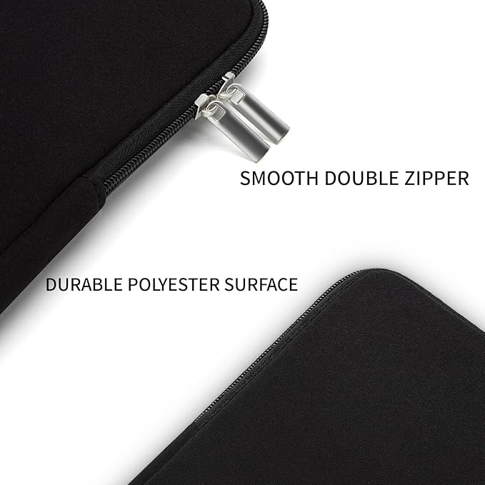 RAINYEAR Laptop Sleeve Case Compatible with 13.3 Inch Notebook Computer Tablet Chromebook 14" MacBook Pro/Max M1 M2 M3 M4 M5 Soft Carrying Bag Zipper Protective Cover with Accessories Pouch(Black)