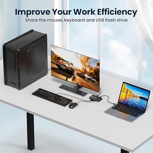 USB 3.0 Switch Selector, 2 Computers Sharing 4 USB Devices, 5Gbps High-Speed Switch for Keyboard, Mouse, Printer, Scanner, Includes USB-A & USB-C Cables
